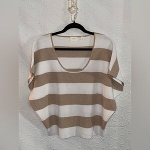 Cyrus Striped Scoop Neck Sweater in Cream and Tan
